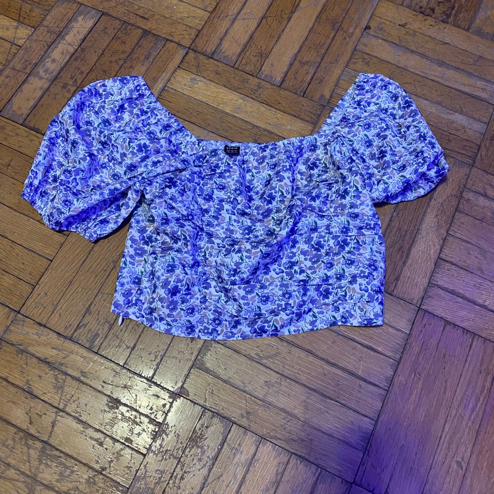 SHEIN Frenchy Ditsy Floral Square Neck Puff Sleeve Blouse